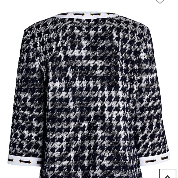 St John -Houndstooth Wool & Silk-Blend Knit Jacket - Picture 2 of 2